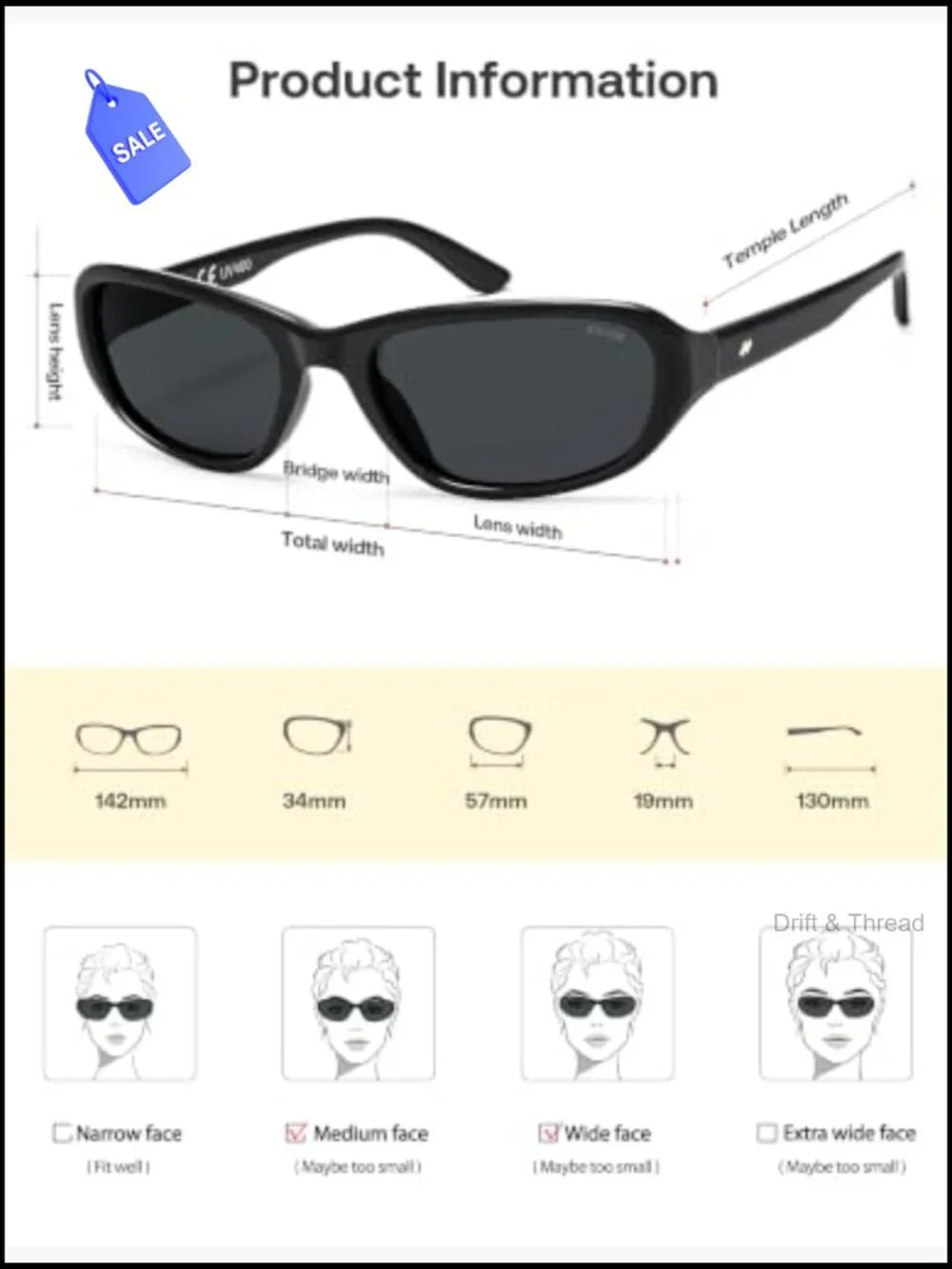 Trendy Oval Wrap Around Y2K Polarized Sunglasses UV400